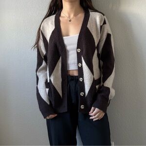 Brown & Cream Patterned Cardigan